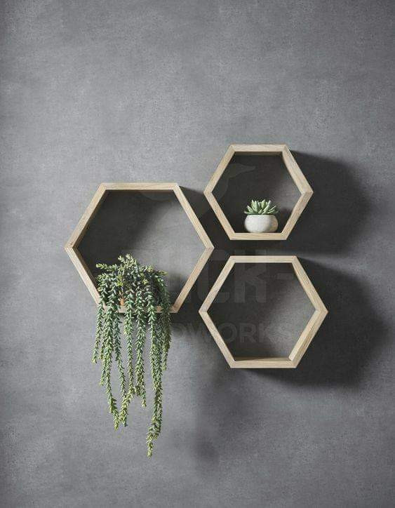 Lot de 3 étagères murales hexagonale