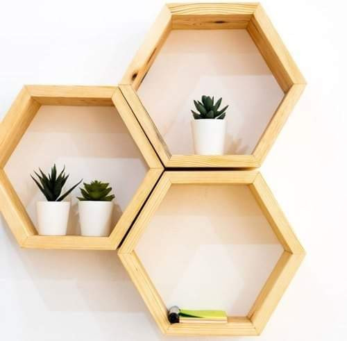 Lot de 3 étagères murales hexagonale