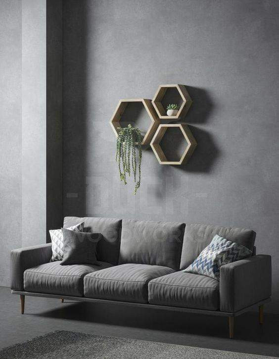 Lot de 3 étagères murales hexagonale