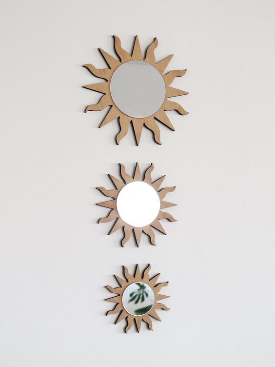 pack de 3 miroir mural auto-adhés-soleil