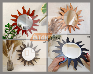 Pach 4pcs décoration murale bohème miroir soleil, miroir ...