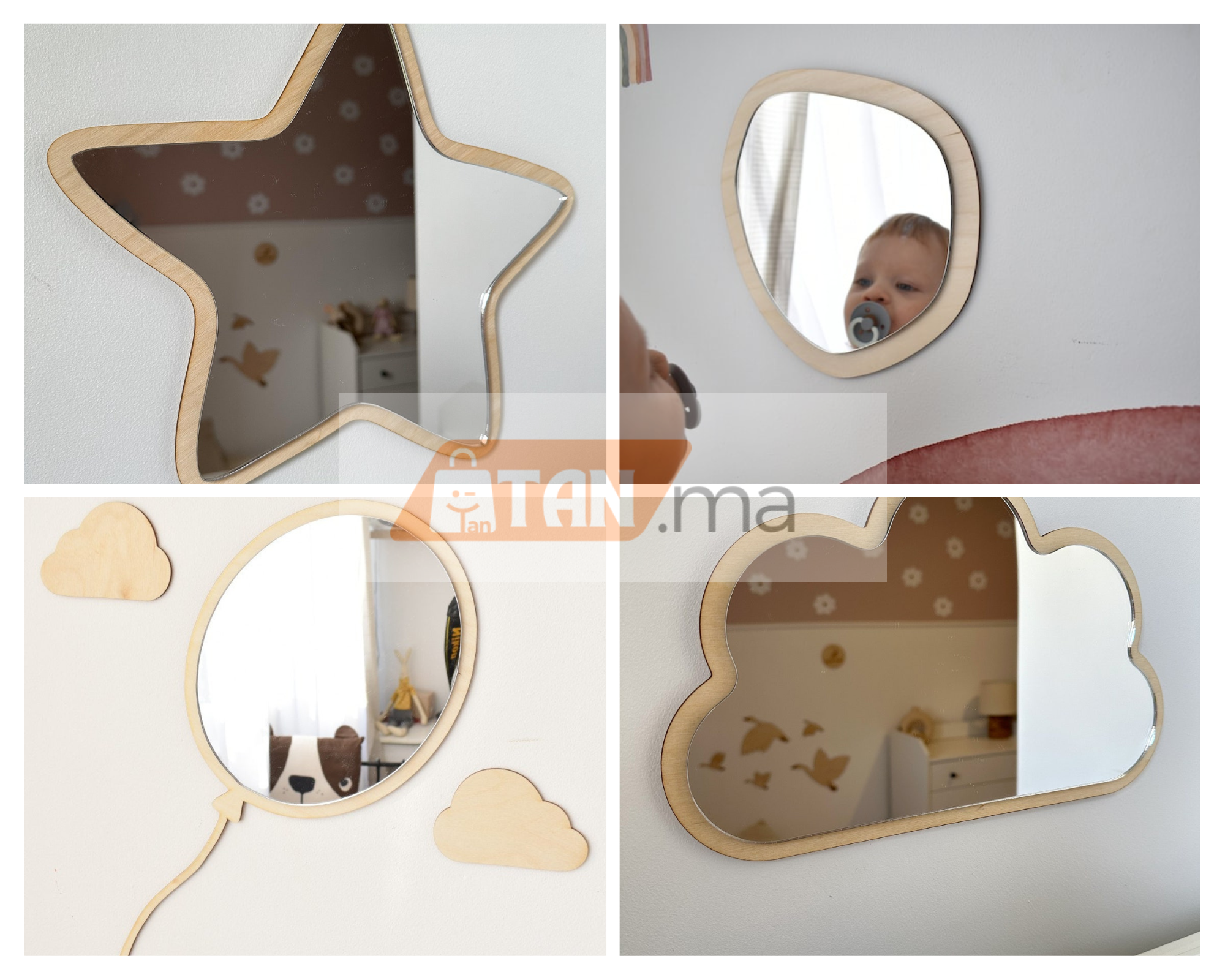 pack 4pcs miroir pour chambres d'enfants,