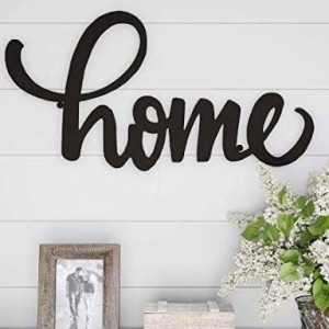 ديكور جدار من الخشب الأسود "HOME"-30cm