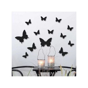 10 pcs papillon noir en bois décoration mural