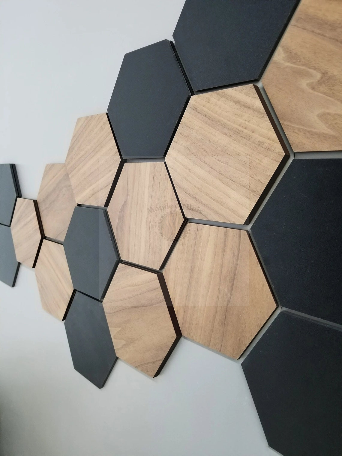 Art mural en bois  / Art mural hexagonal 13 pcs