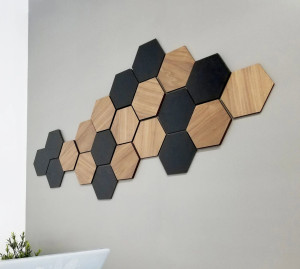 Art mural en bois  / Art mural hexagonal 13 pcs