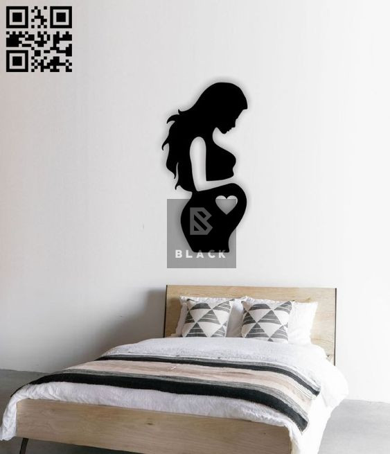 Pregnant  Wall Decor -ديكور جدران من الخشب الأسود 40c