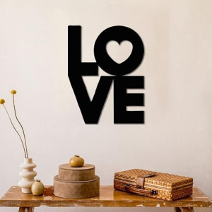 decoration murale en bois noir pour chambre LOVE