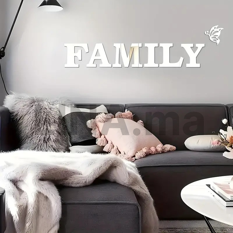 Miroir FAMILLY argenté 13cm